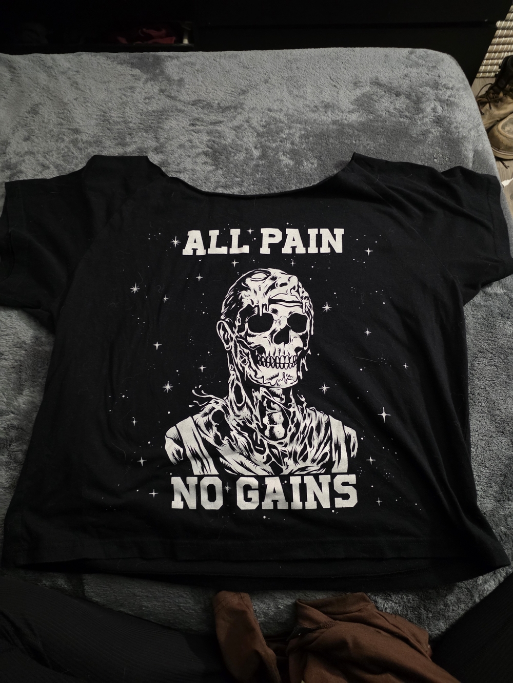 Black Graphic Tee "All Pain No Gains"